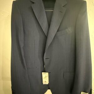 Canali Navy Pinstripe Single-Breasted Suit Jacket